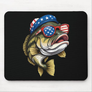Tapis De Souris Poisson Byss 4 juillet Drapeau américain américain