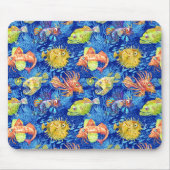 Tapis De Souris Poisson d'aquarelle amusant (Devant)