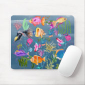 Tapis De Souris Poisson de corail, Océan bleu (Avec souris)