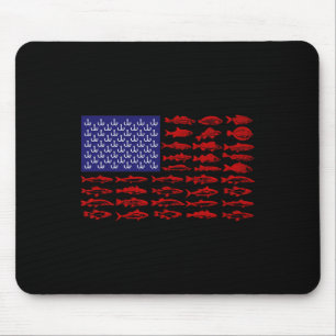 Tapis De Souris Poisson Drapeau américain Pêche patriotique 4 juil