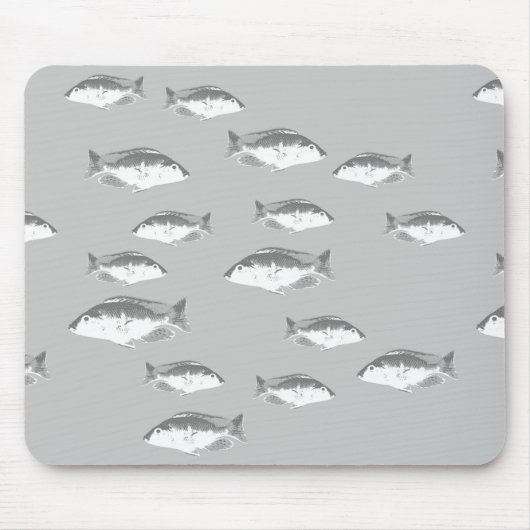 Tapis De Souris Poisson gris monochrome (Devant)