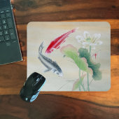 Tapis De Souris Poisson Koi avec Lotus