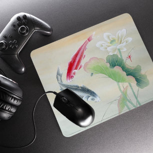 Tapis De Souris Poisson Koi avec Lotus