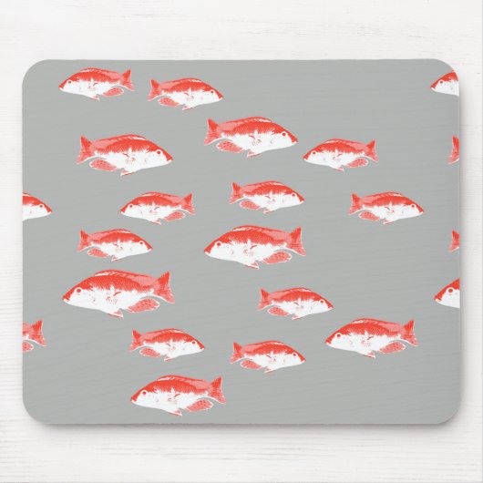 Tapis De Souris Poisson rouge et gris (Devant)