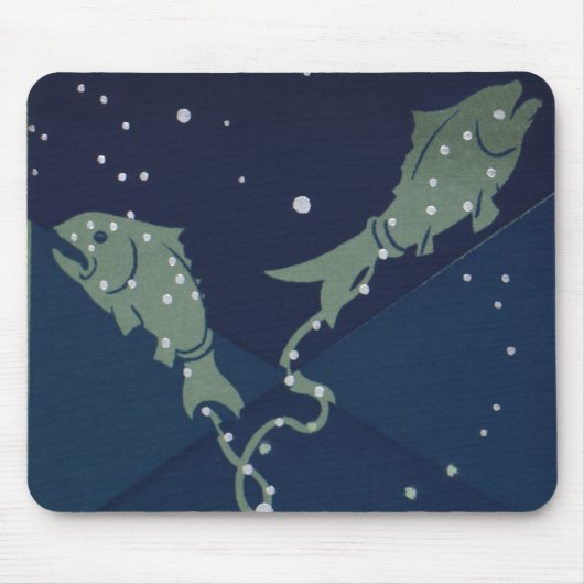 Tapis De Souris Poissons Constellation Zodiaque Vintage Astrologie (Devant)