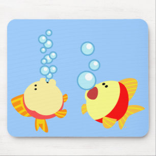 Tapis De Souris Poissons de bouillonnement mignons Mousepad de