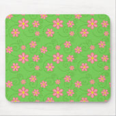 Tapis De Souris Poissons roses et piste de bug sur vert clair (Devant)