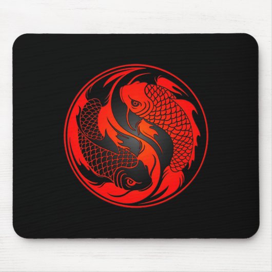 Tapis De Souris Poissons rouges et noirs de Yin Yang Koi (Devant)