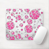 Tapis De Souris Poka Dot Vache rose et blanc (Avec souris)