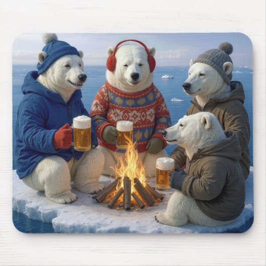 Tapis De Souris Polar Bear Drinking Around a Campfire  (Devant)