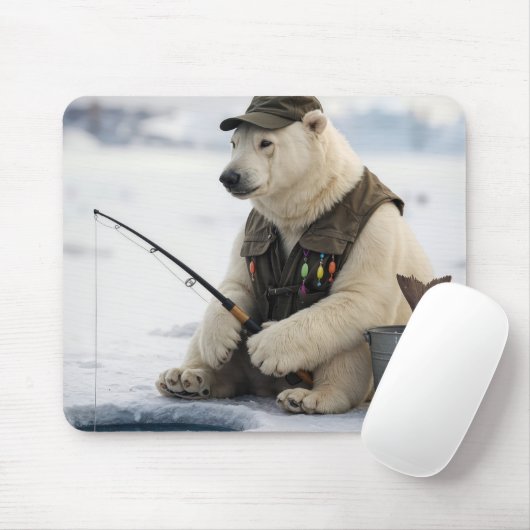 Tapis De Souris Polar Bear Ice Fishing (Avec souris)