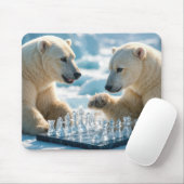 Tapis De Souris Polar Bears Playing Chess (Avec souris)