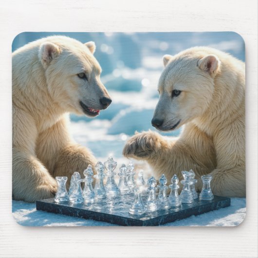 Tapis De Souris Polar Bears Playing Chess (Devant)
