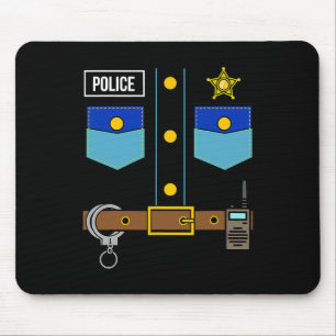 Tapis De Souris Police Costume uniforme Cool Easy Halloween Police