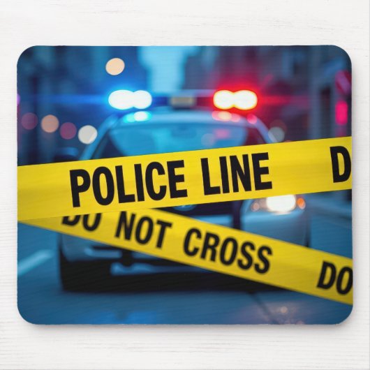 Tapis De Souris Police Line Bande Jaune Avec Avertissement (Devant)