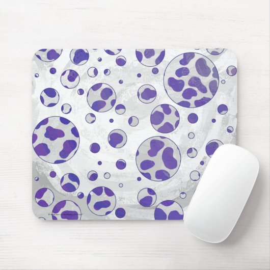 Tapis De Souris Polka blanc et violet dalmate (Avec souris)