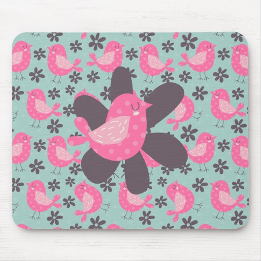 Tapis De Souris Polka Dot Birds and Flowers (Devant)