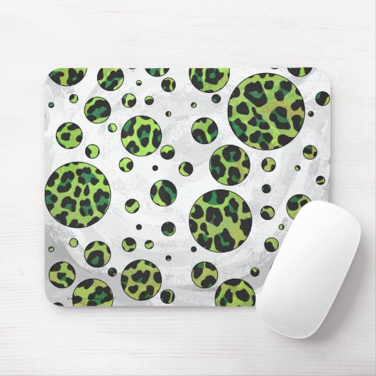 Tapis De Souris Polka Dot Leopard noir et vert (Avec souris)