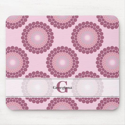 Tapis De Souris Polka Dot Mandala, Rose Dusky Radiant Personnalisé (Devant)