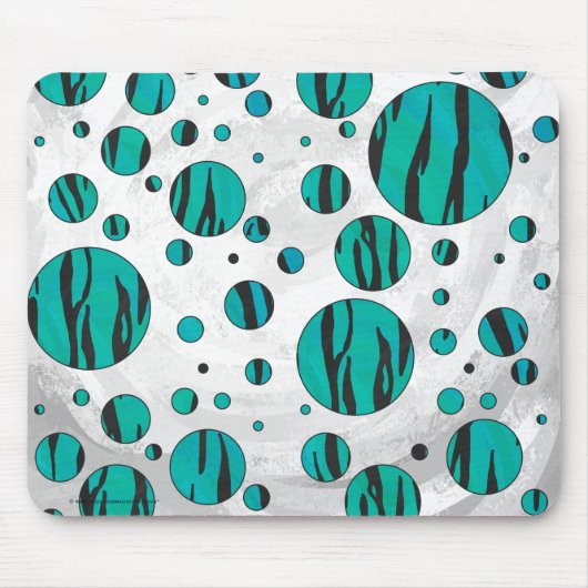 Tapis De Souris Polka Dot Tiger noir et Turquoise (Devant)