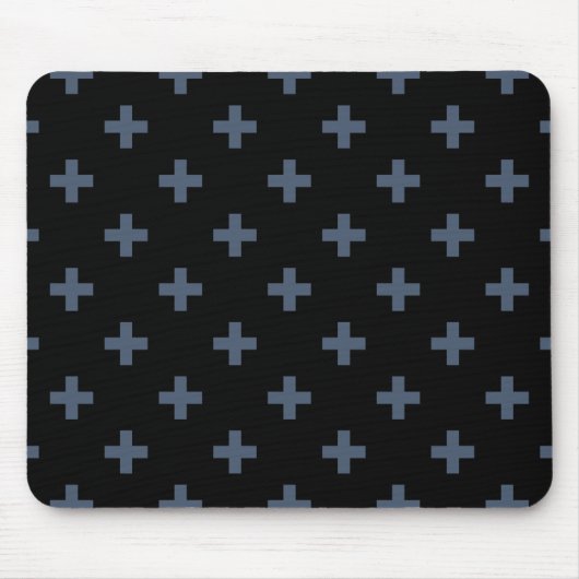 Tapis De Souris Polka gris-bleu croise sur noir (Devant)