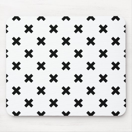 Tapis De Souris Polka noire croise sur blanc (Devant)