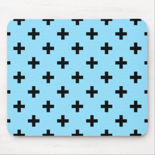 Tapis De Souris Polka noire croise sur le bleu bébé