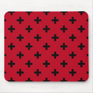 Tapis De Souris Polka noire croise sur rouge