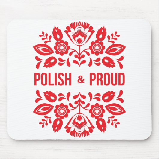 Tapis De Souris Pologne et fière Pologne Polska Fleurs rouges (Devant)