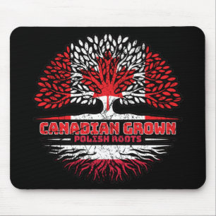 Tapis De Souris Pologne Polonaise Canada Drapeau des racines d'arb
