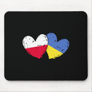 Tapis De Souris Pologne Ukraine Cœur Drapeaux Drapeau Double Polon