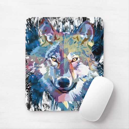 Tapis De Souris Polygone de loup bleu Mousepad (Avec souris)