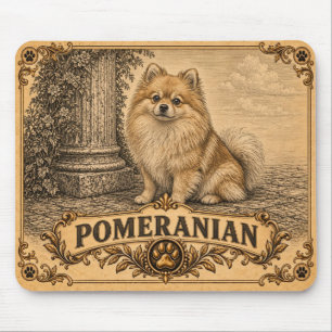 Tapis De Souris Pomeranian, Chien de Patrimoine Vintage