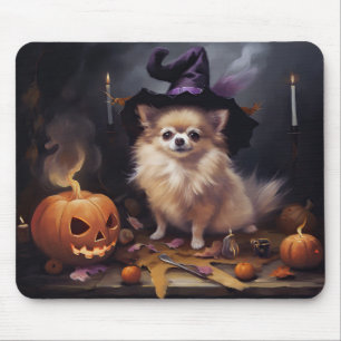 Tapis De Souris Pomeranian Citrouilles Halloween Épouvantable