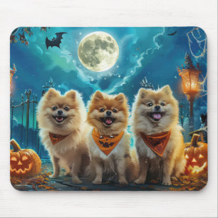 Tapis De Souris Pomeranian Halloween Épouvante
