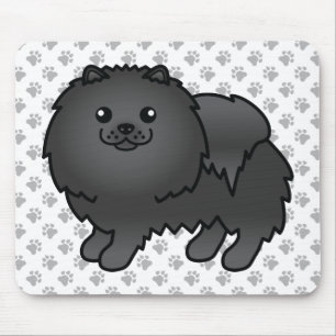 Tapis De Souris Pomeranian noir Chien de dessin animé mignon & Pat