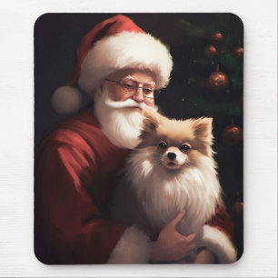 Tapis De Souris Poméranie avec le Père Noël Noël Festif
