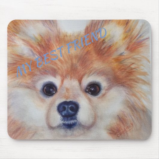TAPIS DE SOURIS POMERANIEN EN OR CUTE (Devant)