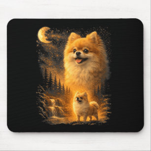 Tapis De Souris Poméranien hurlant à la lune vintage 90 drôle
