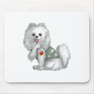 Tapis De Souris Poméranien I Love Maman Tattoo Chien Chemise Drôle