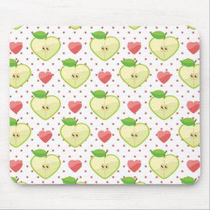 Tapis De Souris Pommes cardiaques avec Pois roses et coeurs