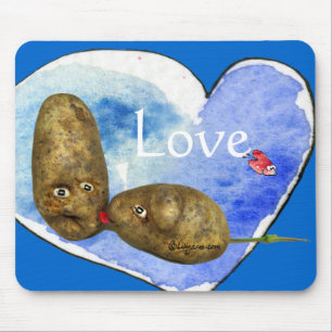 Tapis De Souris Pommes de terre drôles au coeur Mousepads d'amour