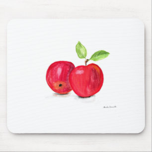Tapis De Souris Pommes rouges fruité aquarelle cadeau enseignant
