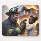 Tapis De Souris Pompier héroïque avec Kitten (Devant)