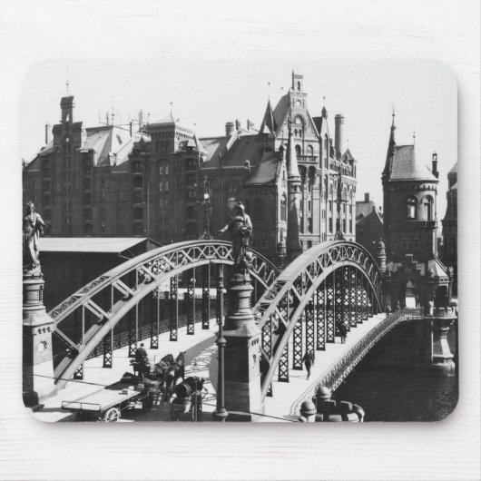 Tapis De Souris Pont dans le Speicherstadt Hambourg, c.1910 (Devant)
