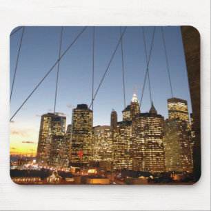 Tapis De Souris Pont de Brooklyn au crépuscule avec la skyline de