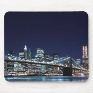 Tapis De Souris Pont de Brooklyn et horizon de Manhattan la nuit