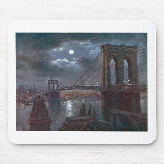 Tapis De Souris Pont de Brooklyn par clair de lune (Devant)