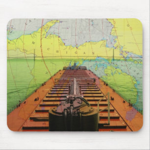 Tapis De Souris Pont de Mackinac d'un bateau allant sous lui