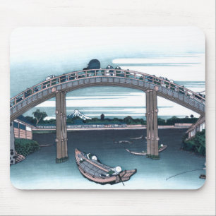 Tapis De Souris Pont de Mannen, Fukaga Ukiyo-e par Hokusai,